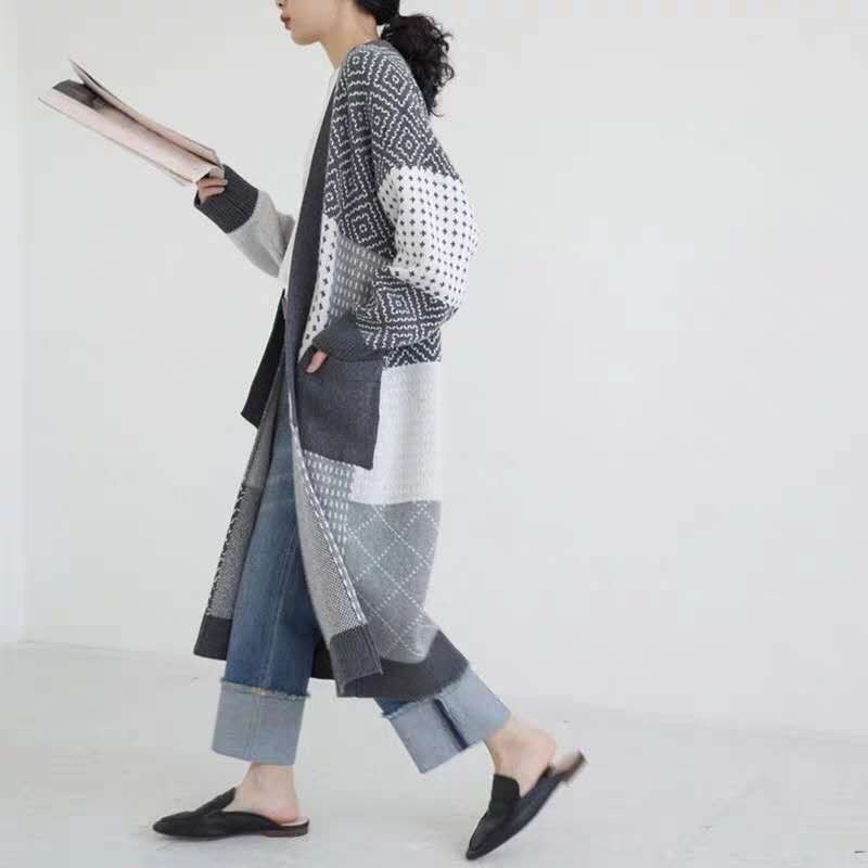 Women's Long Sleeve Rib-knit Casual Fashion Plaid