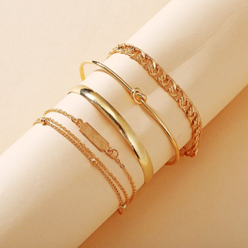 New Jewelry Creative Simple Chain Ring Bracelet Set 5 Piece Set Wholesale Nihaojewelry