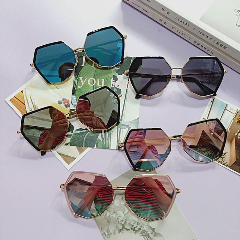 Fashion Geometric UV400 Polygon Half Frame Women's Sunglasses