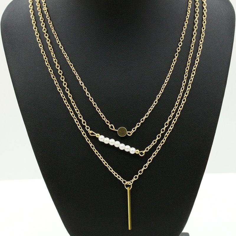 New Fashion Simple  Beautiful   Pearl Sticks Multi-layer Necklace Nihaojewelry Wholesale
