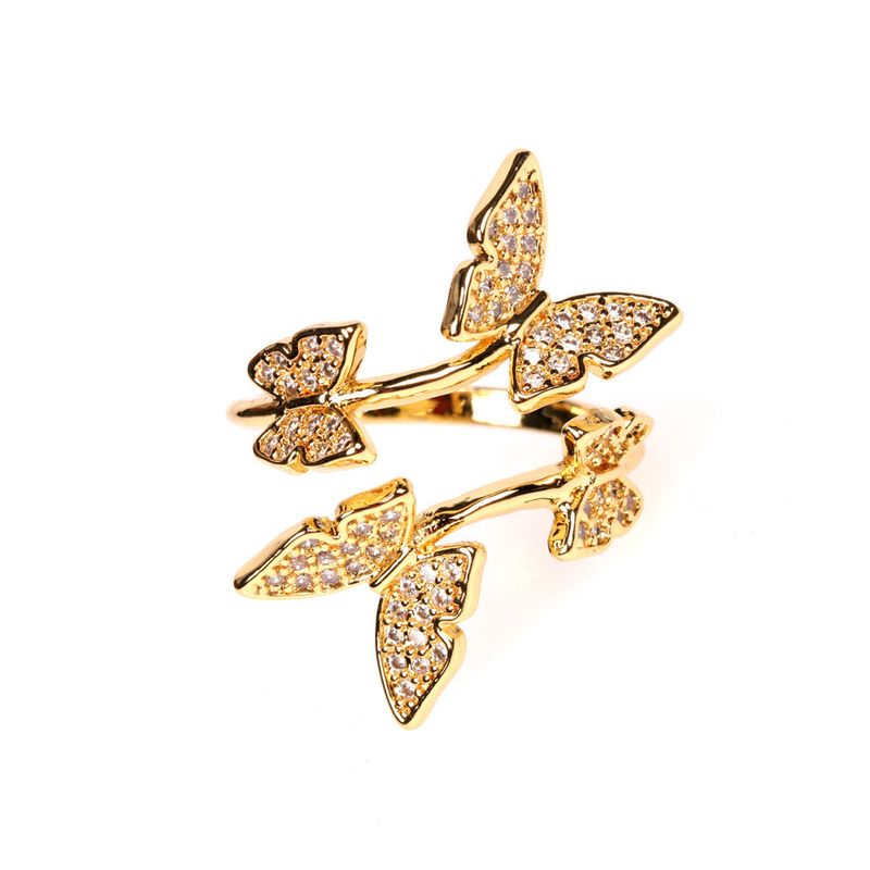 Mode Neue Accessoires Großhandel Europäische Und Amerikanische Persönlichkeit Ring Einfache Ins Gezeiten Kalten Wind Mikro Diamant Handwerk Schmetterling Ring