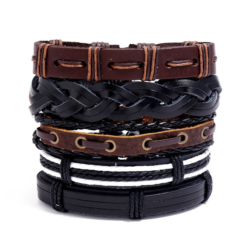 Retro Woven Bracelet Cross-border E-commerce  Diy Cowhide Bracelet Jewelry Wholesale