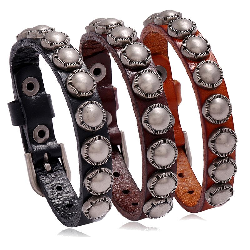 Punk Jewelry Retro Fashion Men's Leather Bracelet Wholesale Nihaojewelry