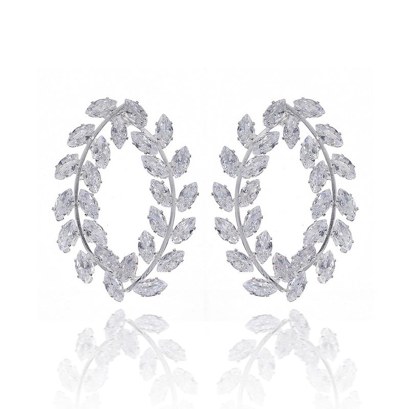 Boucles D&#39;oreilles Mode Branche D&#39;olivier Zircon Boucles D&#39;oreilles Quotidiennes En Gros Nihaojewelry