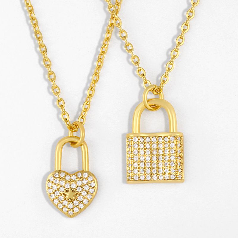 Estilo Coreano Simple Love Lock Moda Colgante De Diamante En Forma De Corazón Accesorios De Cadena De Clavícula Para Mujeres Nihaojewelry