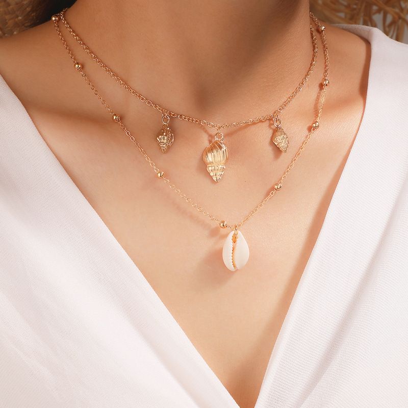 Fashion New Alloy Conch Necklace Set Simple Shell Pendant Multi-layer Ladies Necklace Wholesale Nihaojewelry