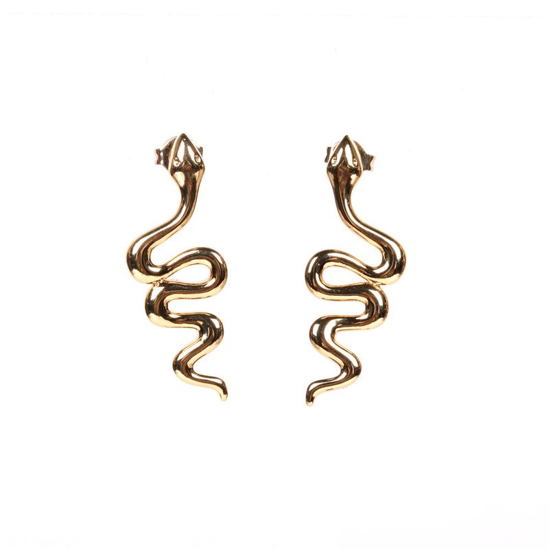 New  Snake-shaped  Animal Earrings Plating Real Gold Earrings Wholesale Nihaojewelry