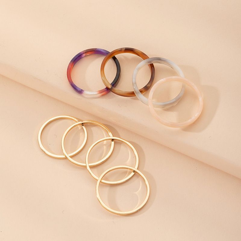 Simple New Hollow  Geometric Color 8-piece Ring Wholesale Nihaojewelry