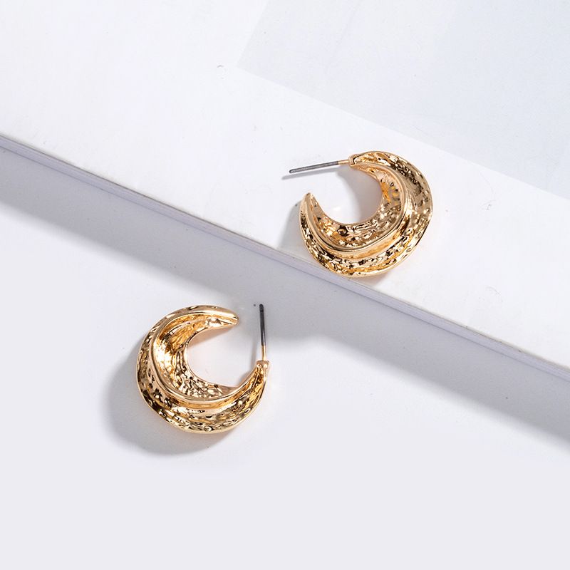 Corée Métal Martelé Simples Boucles D&#39;oreilles De Style Cool En Gros Nihaojewelry