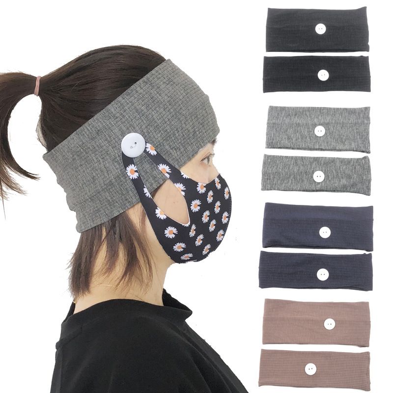 Fashion Sports Yoga Fitness Button Mask Anti-leaf Headband Solid Color Parent-child Couples Wholesale