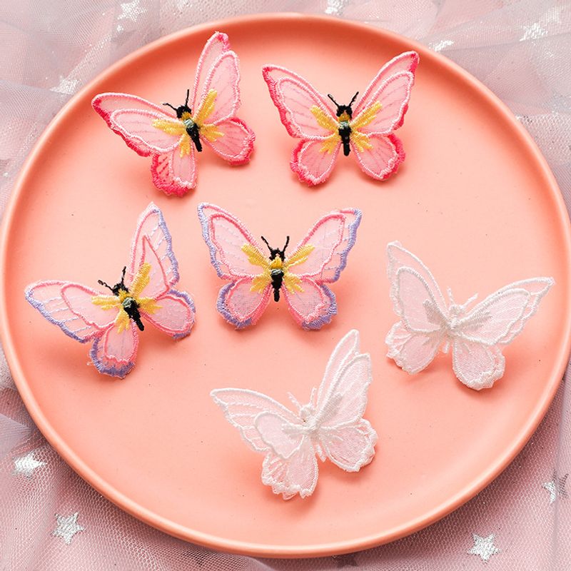 Leichter Schmetterling Doppels Chichtiger Schmetterling Drei Dimensionaler Organza-stickerei Farbe Netz Schmetterlings Ohrringe 925 Silberne Nadel Ohrringe Frauen