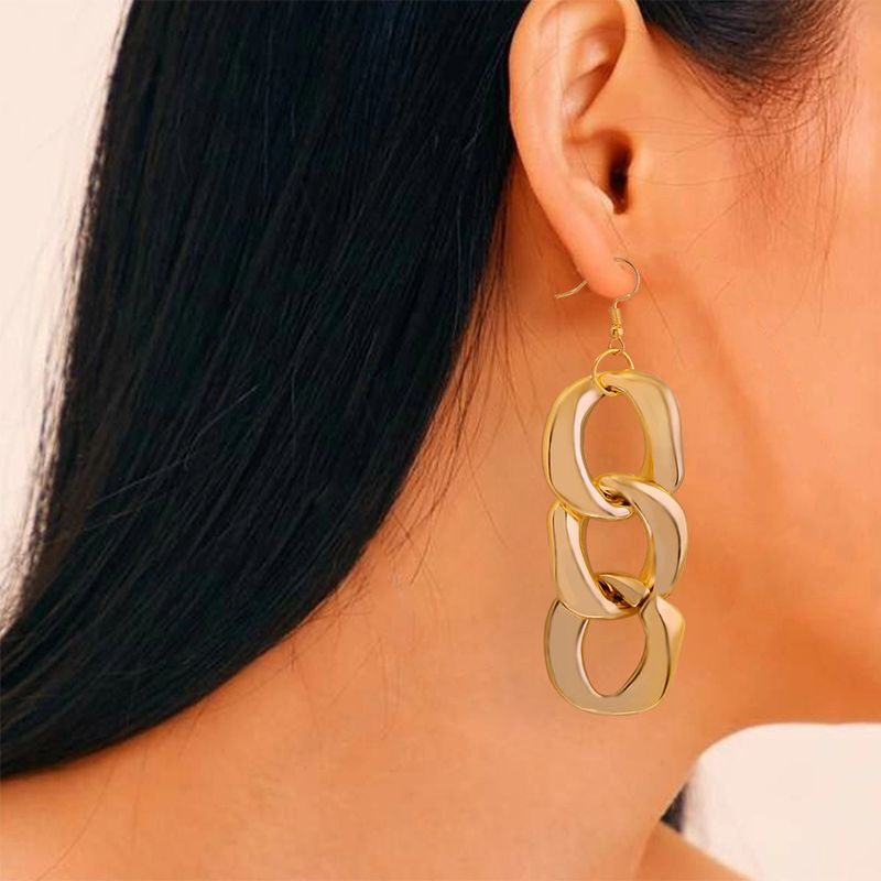 Fashion Earrings Simple Cold Wind Alloy Interlocking Multi-layer Metal Earrings Wholesale Nihaojewelry