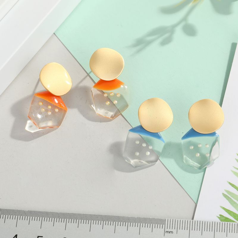 New Korean Wave Point Earrings Pearl Earrings Sweet And Wild Geometric Earrings Resin Earrings Wholesale Nihaojewelry