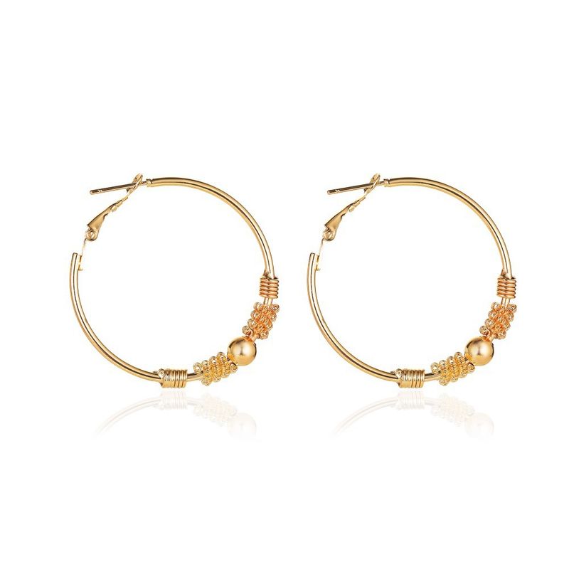 New Fashion Simple Geometric Hollow Circle Earrings Winding Beaded Earrings Wholesale Nihaojewelry