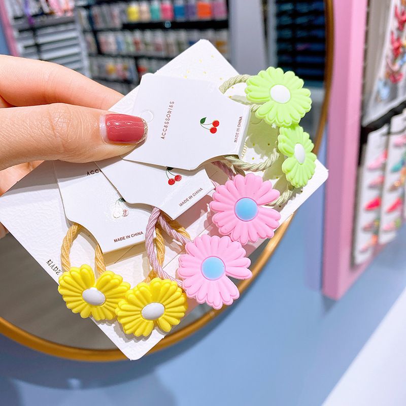 New Small Daisy Rubber Band Hair Ring Children's Tie Color Flowers Cute Head Cheap Scrunchies Wholesale