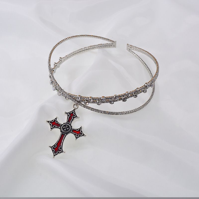 New Korean Rhinestone Cross Collar Necklace Neck Chain Neck Collar Wholesale Nihaojewelry