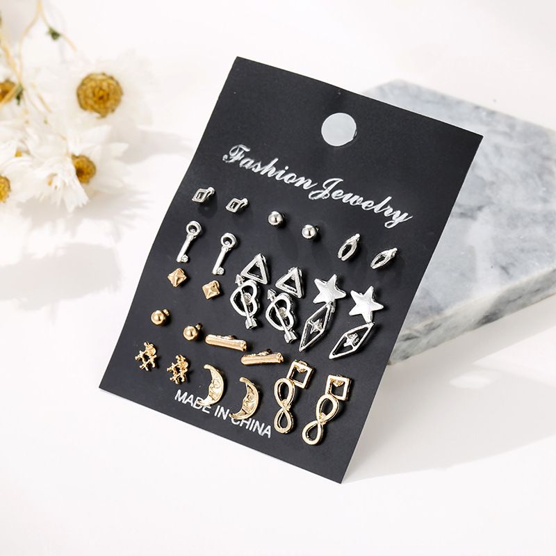 Earrings Creative Exaggerated Star Moon Earrings Set 15 Pairs Of Earrings Wholesale Nihaojewelry