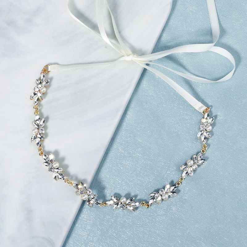 Japanische Und Koreanische Braut Kopf Schmuck Perlen Diamant Stirnband Kristall Blume Wald Streamer Einfaches Tägliches Soft-chain-stirnband