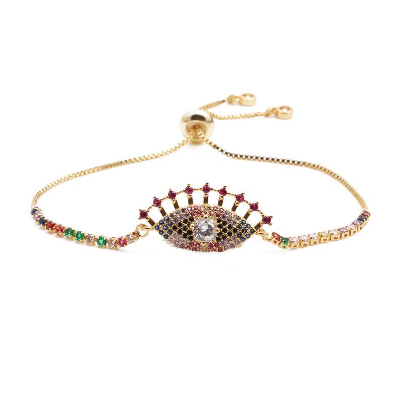 Bijoux De Mode Cuivre Micro-ensemble Zircon Œil De Diable Réglable Dames Bracelet Cadeau De Saint Valentin En Gros Nihaojewelry