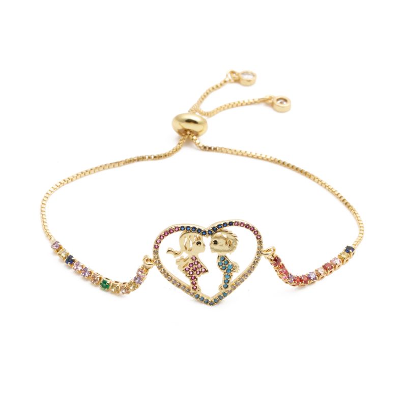 Fashion Jewelry Copper Micro Inlay Zirconium Couple Love Adjustable Bracelet Valentine's Day Gift Wholesale Nihaojewelry
