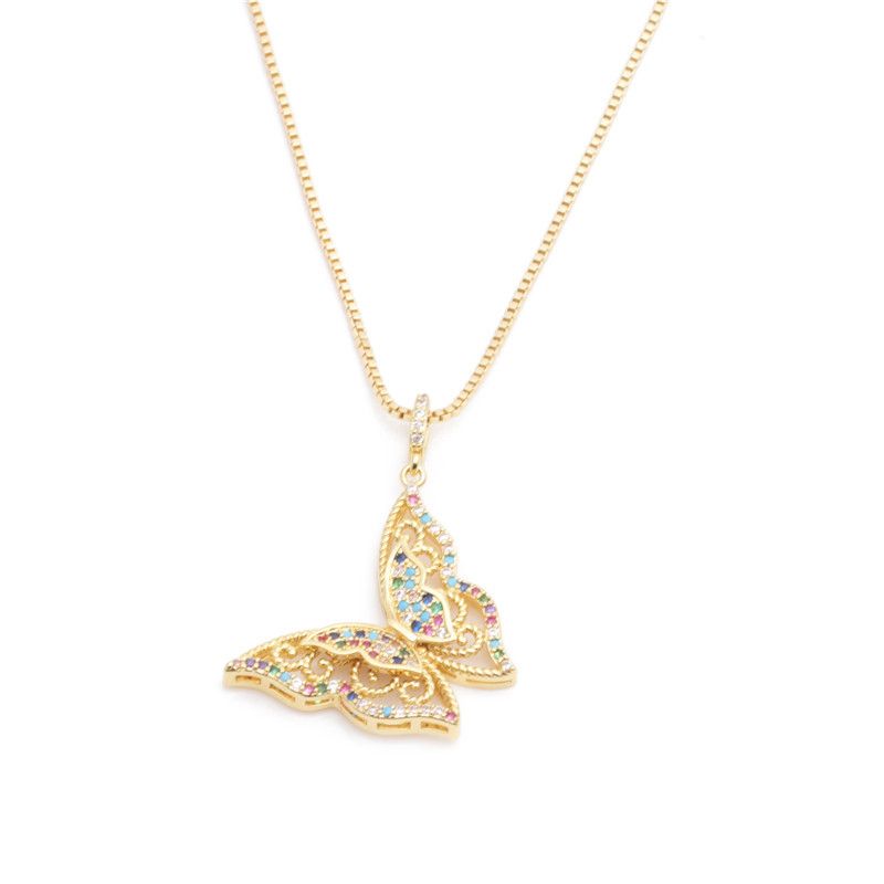 Bijoux De Mode Micro-ensemble Zircon Papillon Pendentif Collier Dames Collier Collier De Cuivre En Gros Nihaojewelry