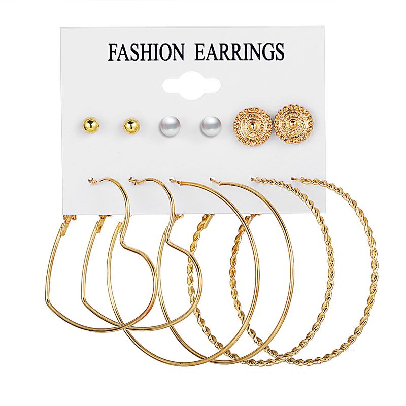 Pearl Love Twist Circle Earrings Set 6 Pairs Of Creative Retro Simple Earrings Wholesale Nihaojewelry