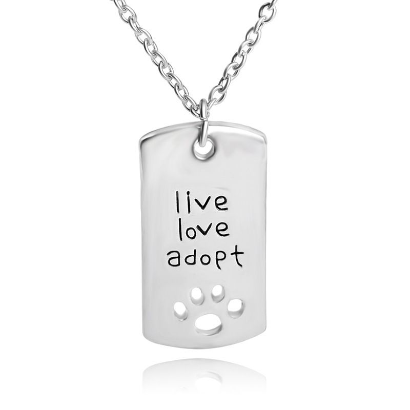 New Style Necklace Pet Live Love Adopt Hollow Out Dog Claw Pendant Necklace Clavicle Chain Accessories Wholesale Nihaojewelry