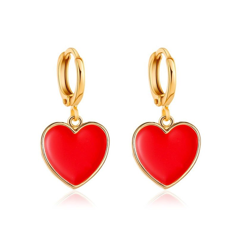 Nueva Moda Rojo Pequeños Aretes De Amor Simple Vitalidad Chica Melocotón Corazón Pendientes Al Por Mayor Nihaojewelry