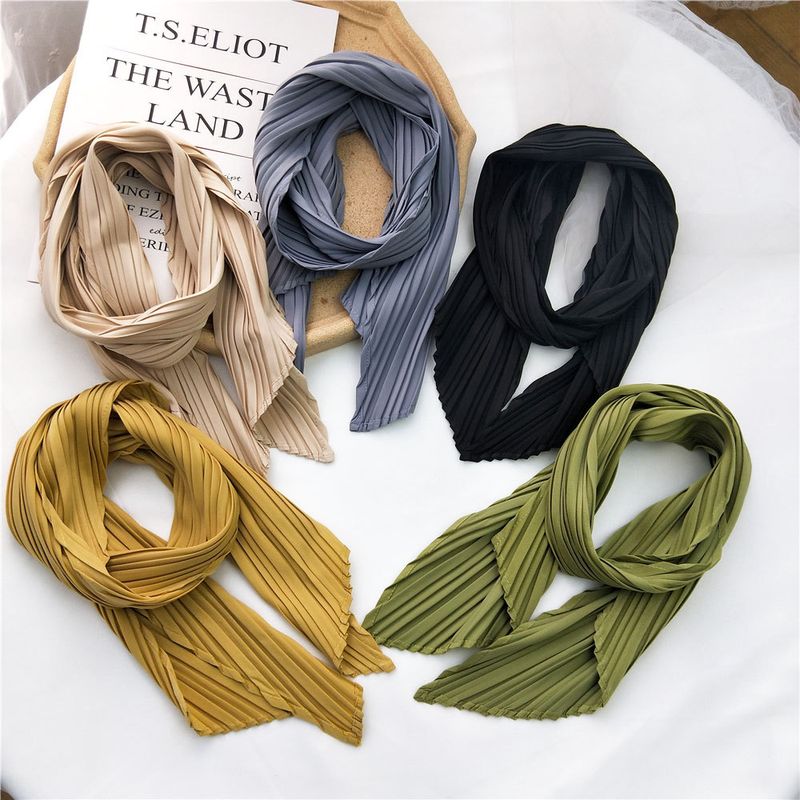New Solid Color Single Layer Fold Small Scarf Spring And Autumn Summer Decoration Korean Long Small Scarf Wholesale Nihaojewelry