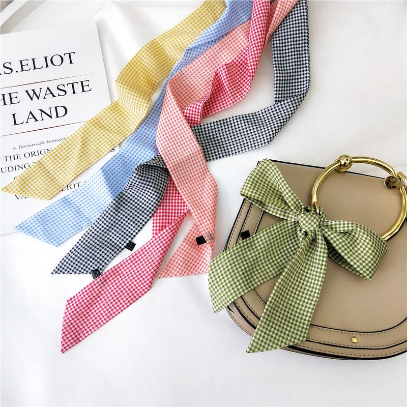 Plaid New Small Silk Scarf Spring Models Korean Fashion Wild Autumn And Winter Long Bag Wrist Scarf Decoration Wholesale Nihaojewelry