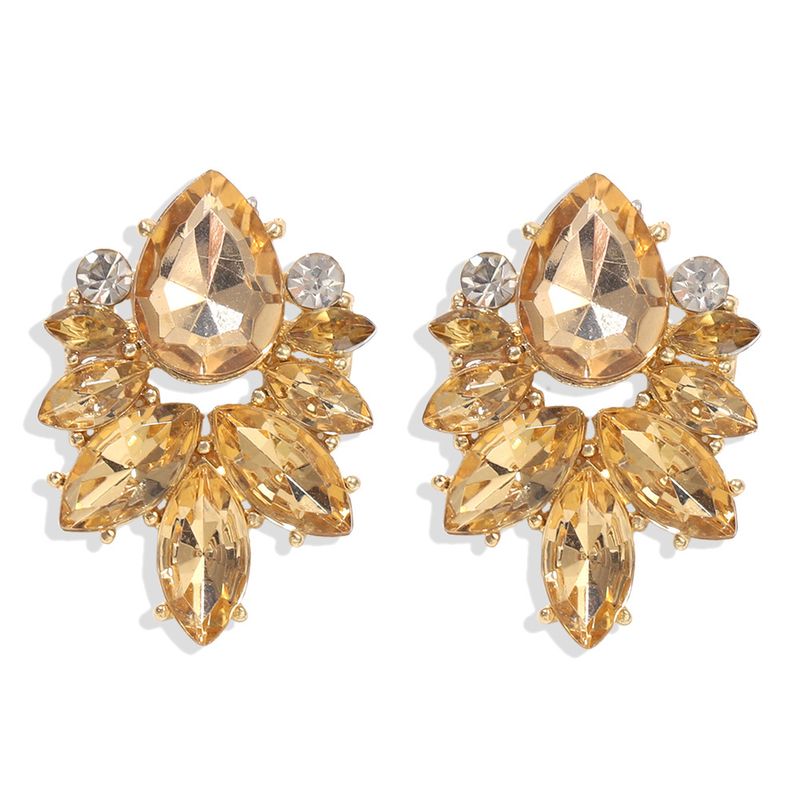 New Fashion Diamonds   Petals Water Drops Gemstones  Big Jewelry Earrings Nihaojewelry Wholesale