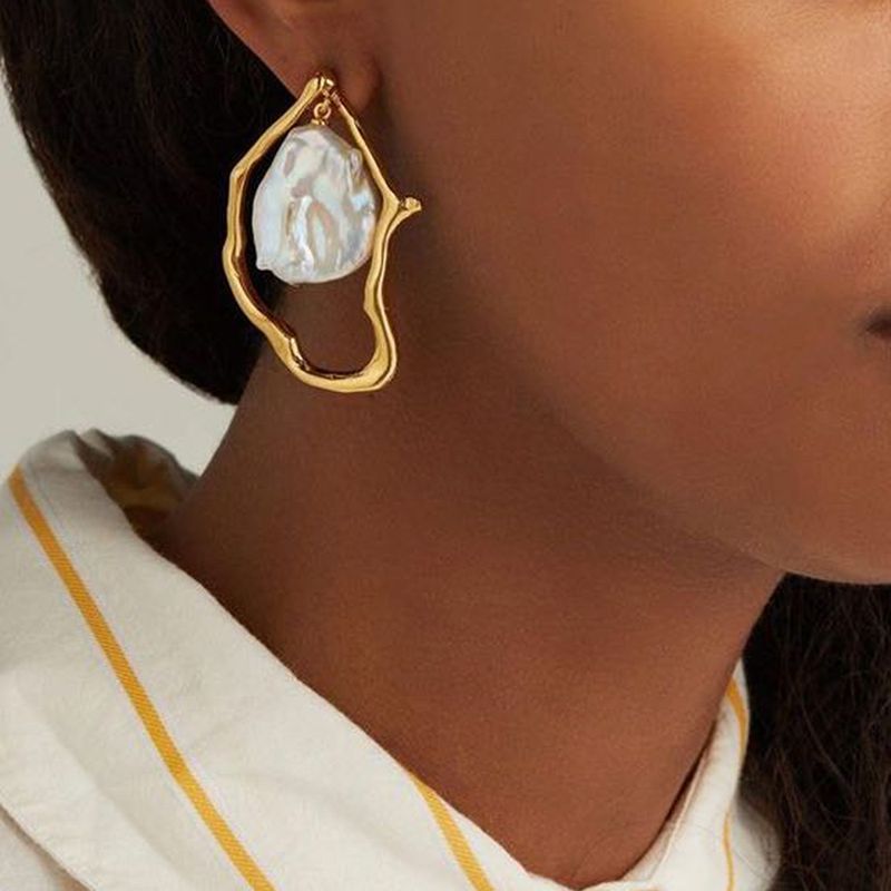 Fashion Irregular Pearl Earrings Wholesale Women's Geometric Stud Earrings Nihaojewelry