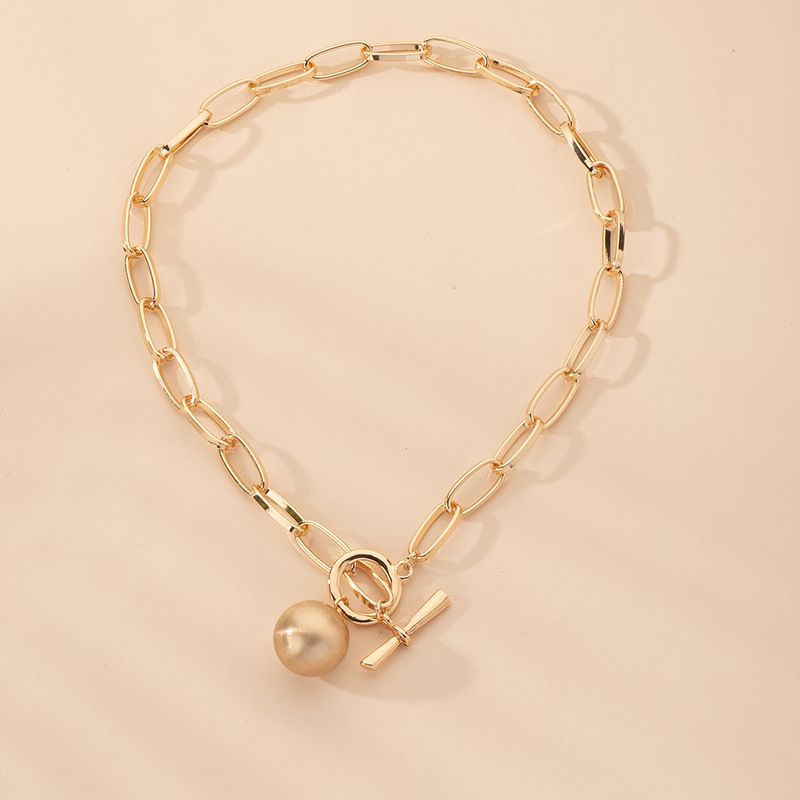 New Trend Fashion Old Scratched Ball Pendant Thick Clavicle Chain