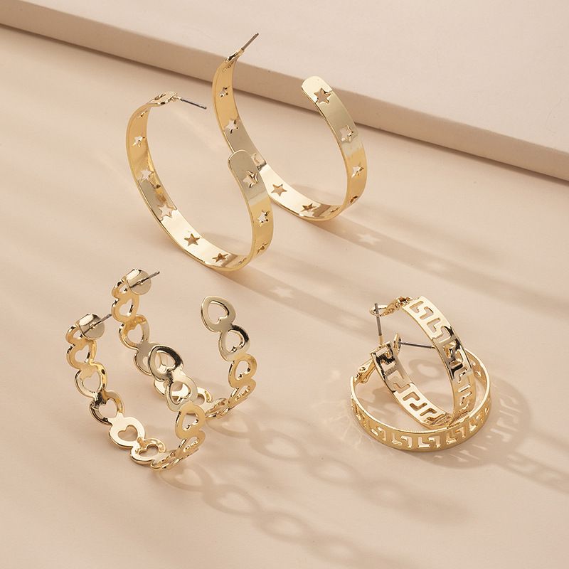Korea C-shaped Chain Hollow Hip Hop Exaggerated Fashion Circle Earrings Wholesale Nihaojewelry