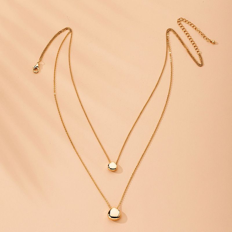 Fashion New Ingot Alloy Water Drop Double-layer Clavicle Chain For Women
