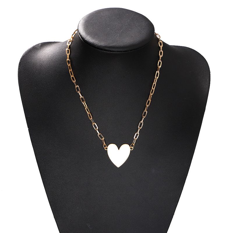Gold-plated Blue And White Peach Heart Metal Simple Fashion Trend Alloy Necklace For Women