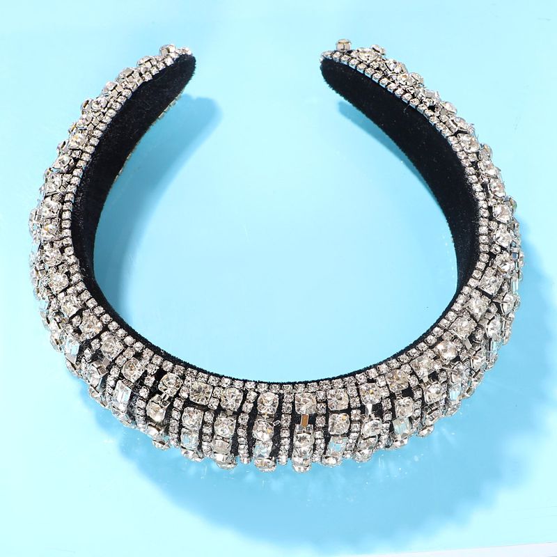 Silver Transparent Rhinestones Inlaid Stripes Ethnic Style Creative Fashion Headband Wholesale Nihaojewelry