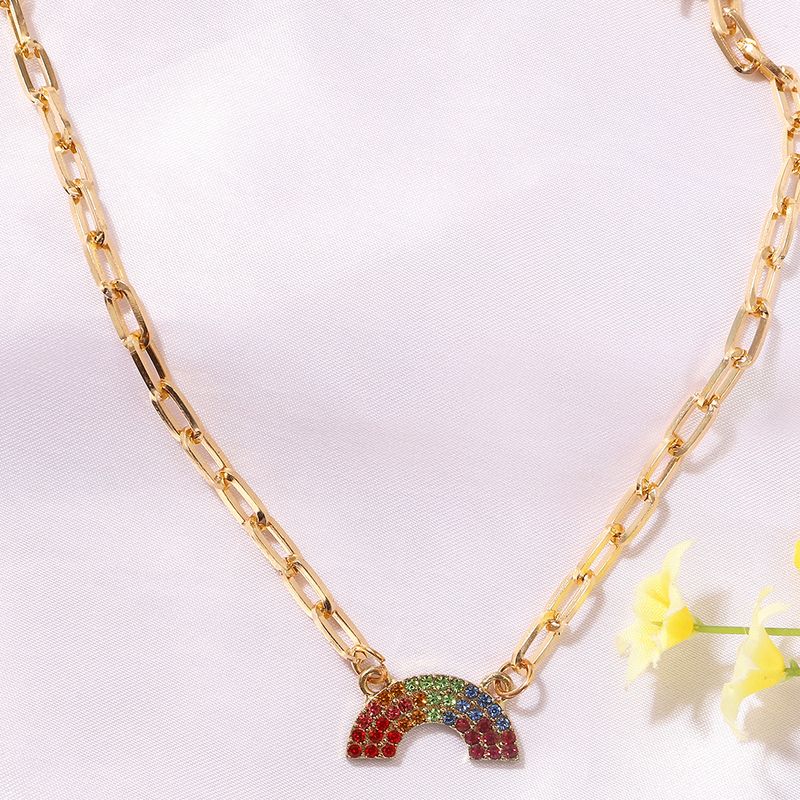 Rainbow Diamond-studded U-shaped Fashion Girl Versatile Alloy Clavicle Chain