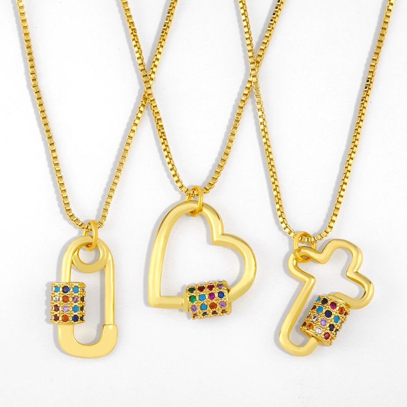 Cross Necklace Creative Diamond Love Pendant Copper Necklace Wholesale Nihaojewerly