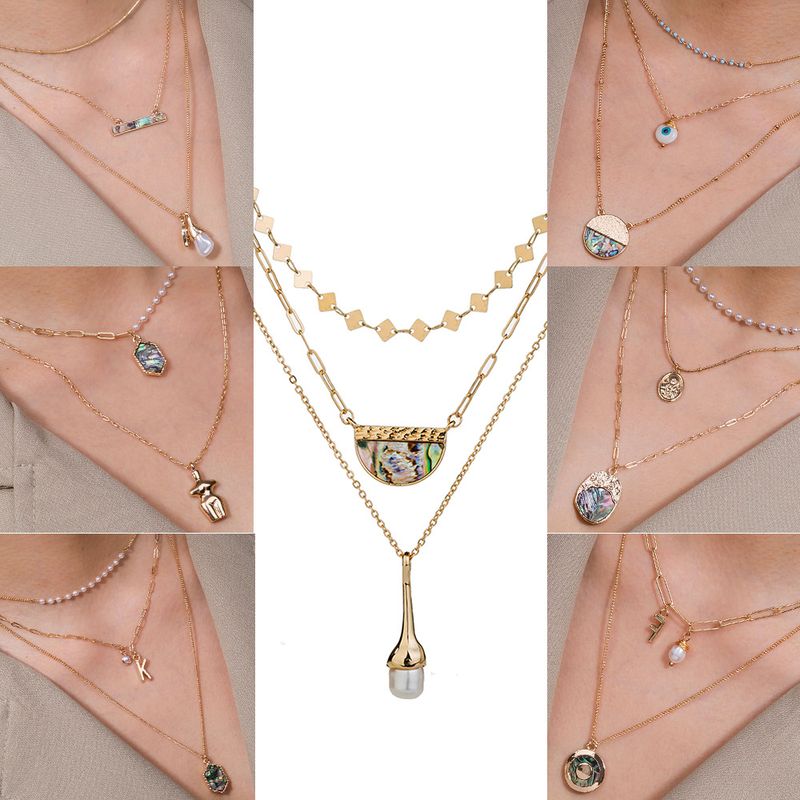 Europäische Und Amerikanische Hot-style-halskette Mode Nischen Design Natürliche Abalone Muschel Halskette Choker Nachahmung Perle Mehr Schicht Ige Halskette