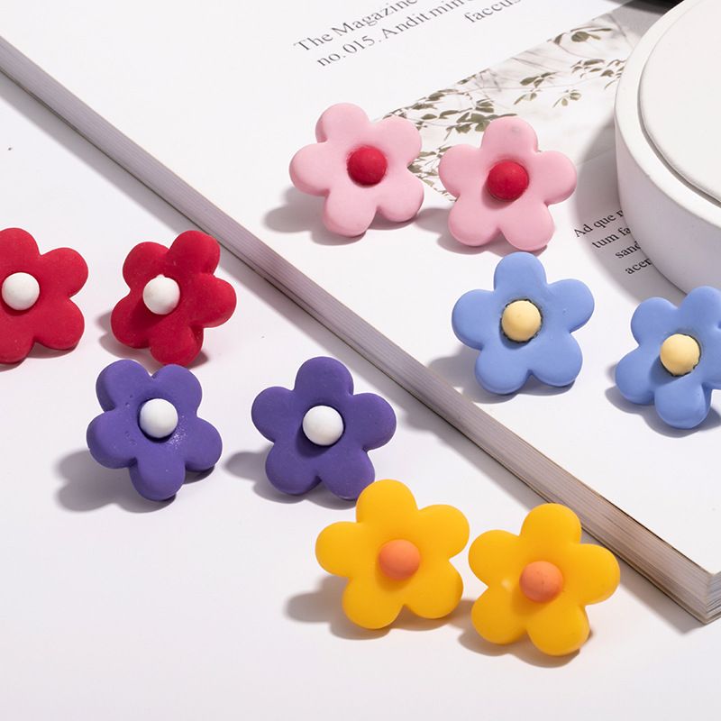 Korea's Simple And Cute Girl Candy Color Matching Flower Earrings