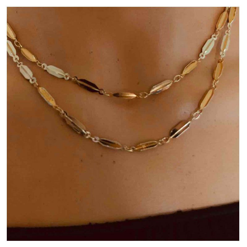 Simple Fashion Double-layer Metal Wild And Generous Diamond Geometric Necklace For Women