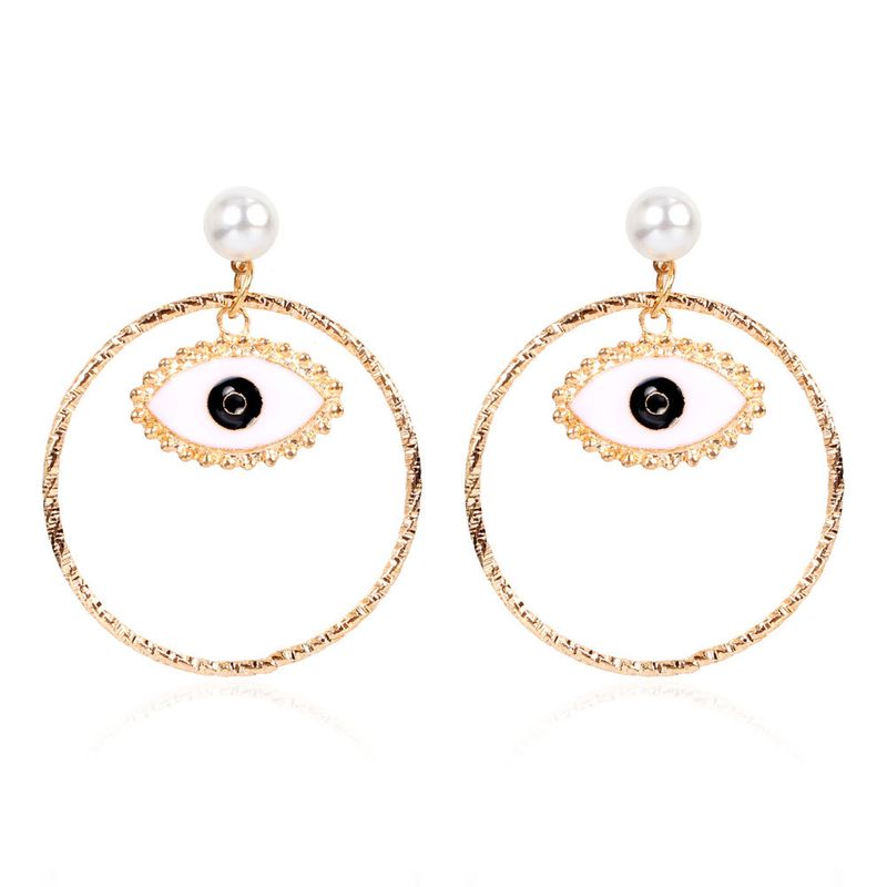 Korean Fashion Style Alloy Dripping Eyes Round Earrings Wholesale Nihaojewerly