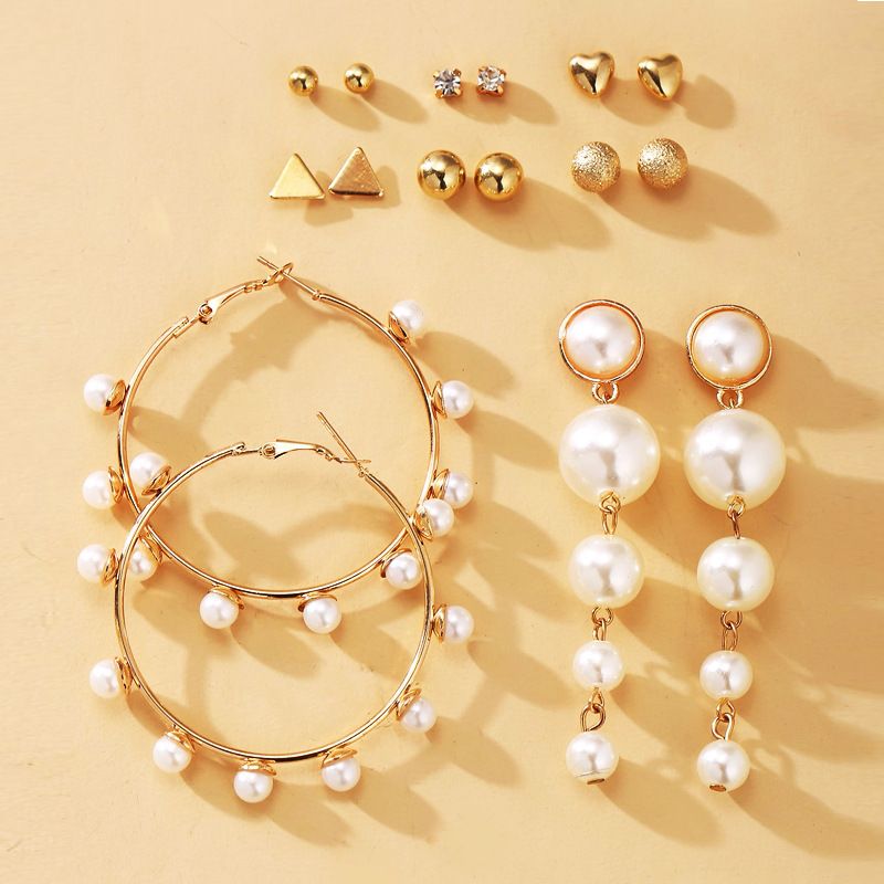 New Pearl  Creative Retro Simple Earrings Set Wholesale Nihaojewelry