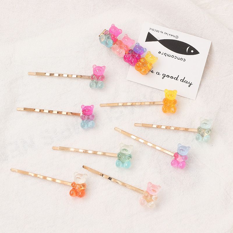 La Nouvelle Épingle À Cheveux Gommeuse Ours Coloré Jolie Fille Couleur Bonbons Oreille Clip Gros Nihaojewelry