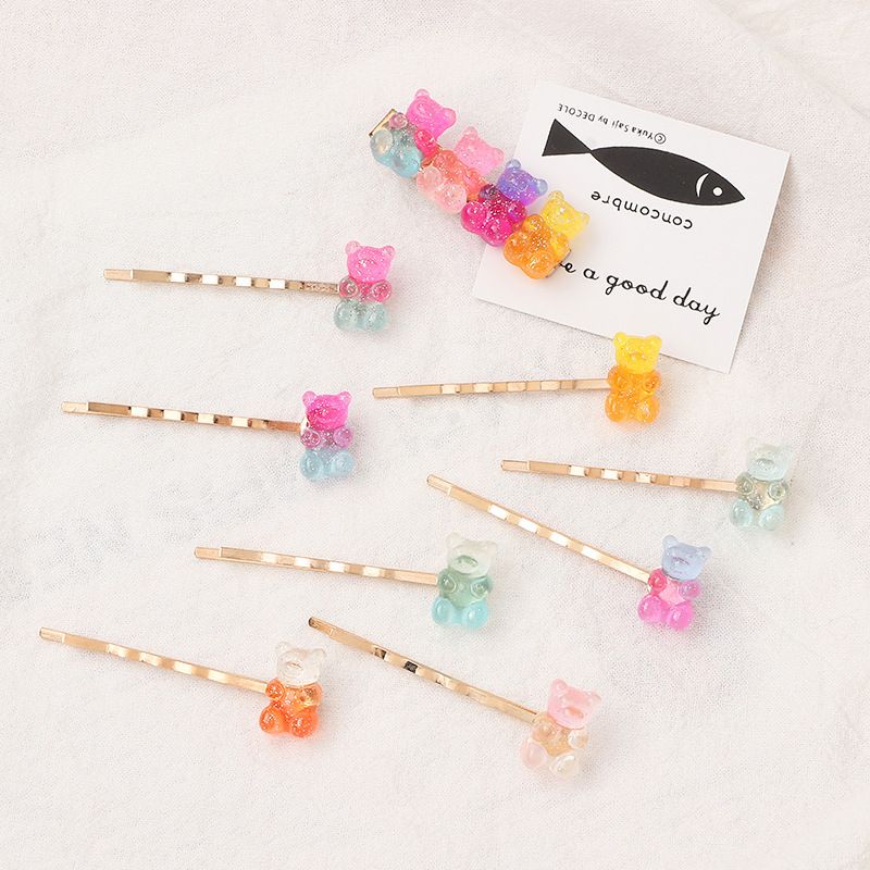 The New Colorful Bear Gummy Hairpin Cute Girl Color Candy Ear Clip Wholesale Nihaojewelry