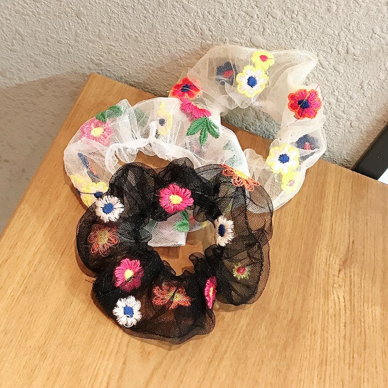 Korean Three-dimensional Embroidery Lace Flower Hair Tie Retro Hair Scrunchies Wholesale Nihaojewelry