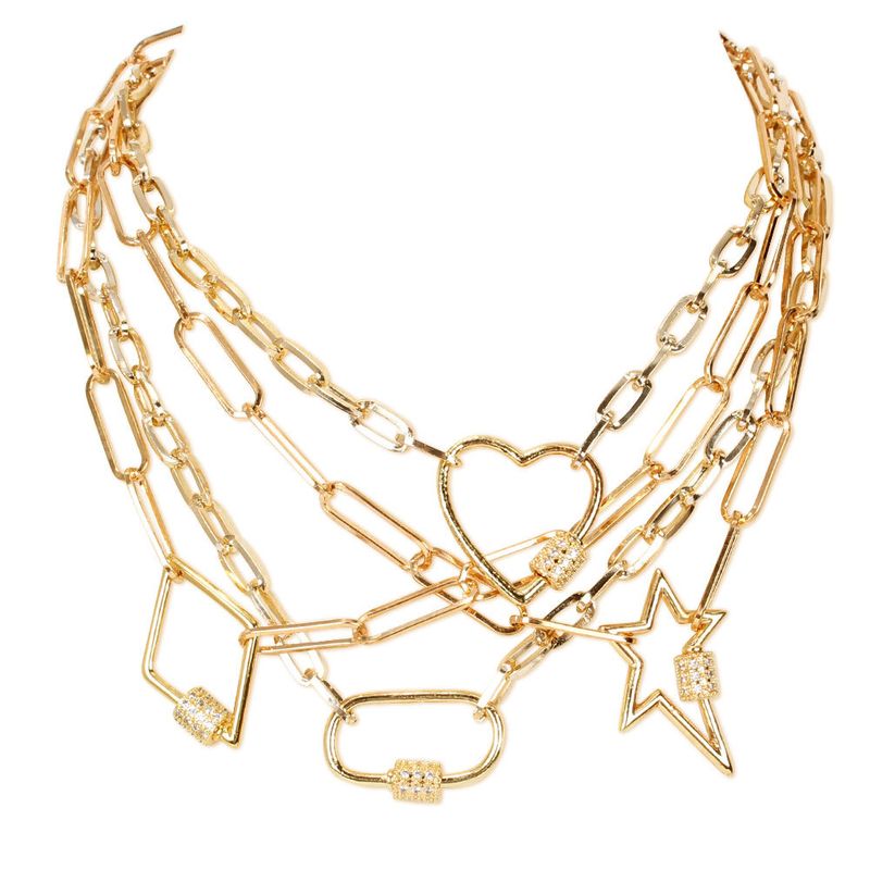 Hot Sale Geometric Link Buckle Fashion Alloy Clavicle Chain Pendant Necklace
