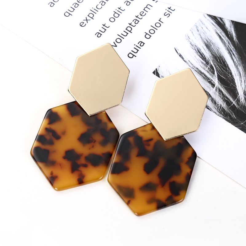 Hot Sale Alloy Hexagonal Diamond Geometric Acrylic Pendant Earrings Wholesale Nihaojewelry