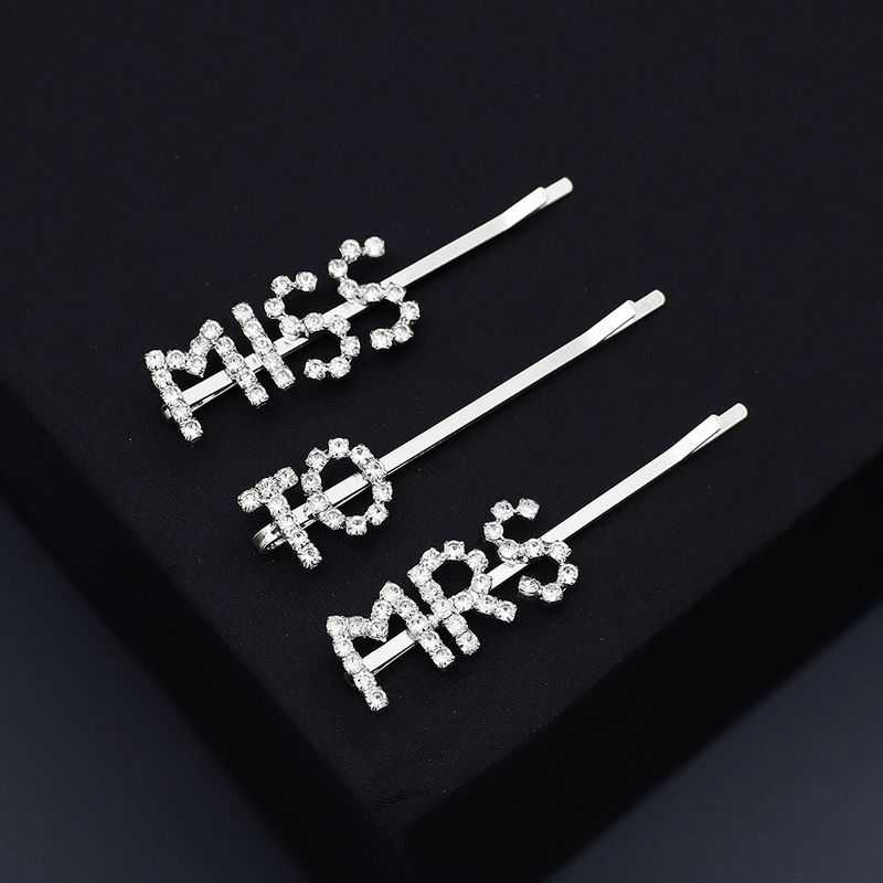 English Letter Hairpin Trend Daily Bangs Word Clip Simple Rhinestone Side Clip Wholesale